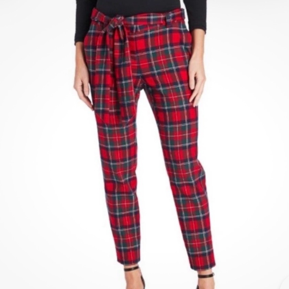 Vineyard Vines Red and Green Plaid / belted slim   style pant
